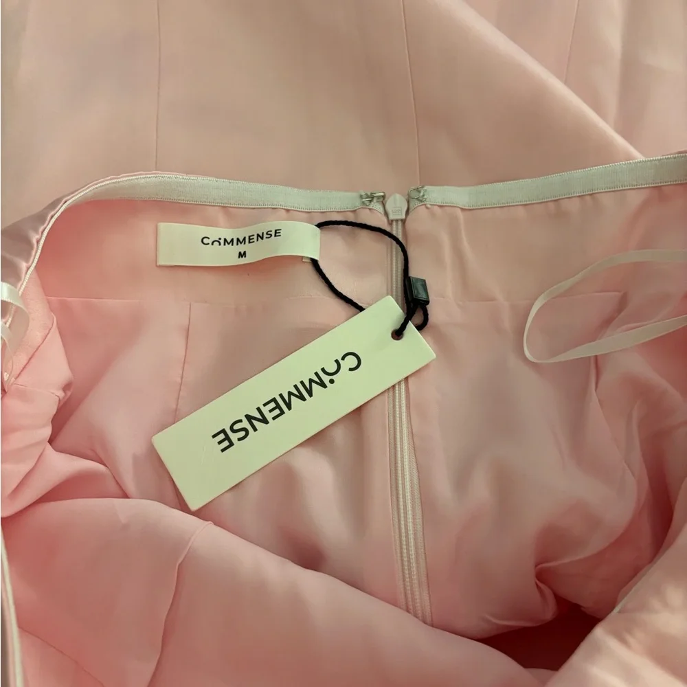 Brand New Commense Asymmetrical Satin Strapless Dress with Gold Accents Size Med - Picture 6 of 6